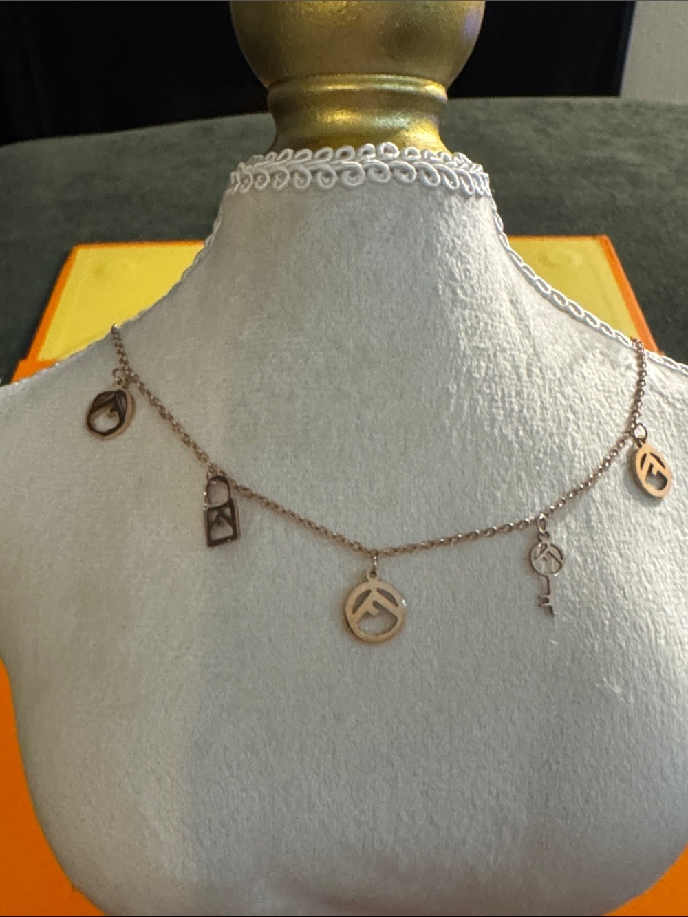 Rose Gold Charm Necklace with Mixed Symbols - Unbranded